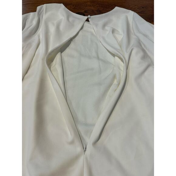 Halston Heritage Women’s Flowy Asymmetric Drape Dress Ivory Sz 12 NWT Chic - Picture 6 of 10